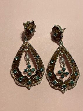 Avon Costume Enamel Rhinestone Pierced Earrings  #7997